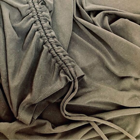 Michael Kors gold link strap black blouse tie sleeve woman’s size M - Picture 5 of 6